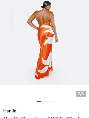 Hanifa Orange and White Strappy Back Maxi Gown